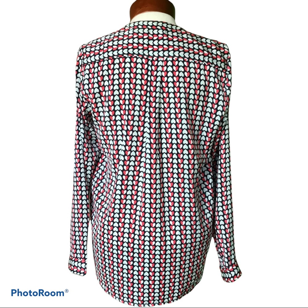 Gap Button-Down Hearts Pattern Blouse Red And Blu… - image 4